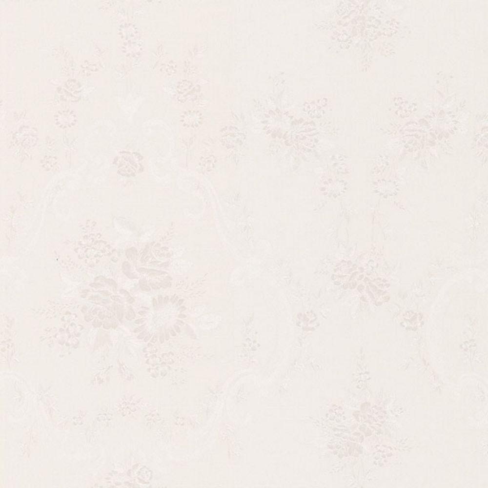 Patton Wallcoverings SL27500 Simply Silks 4 Damask In-Register Emboss Wallpaper in Pearl, White